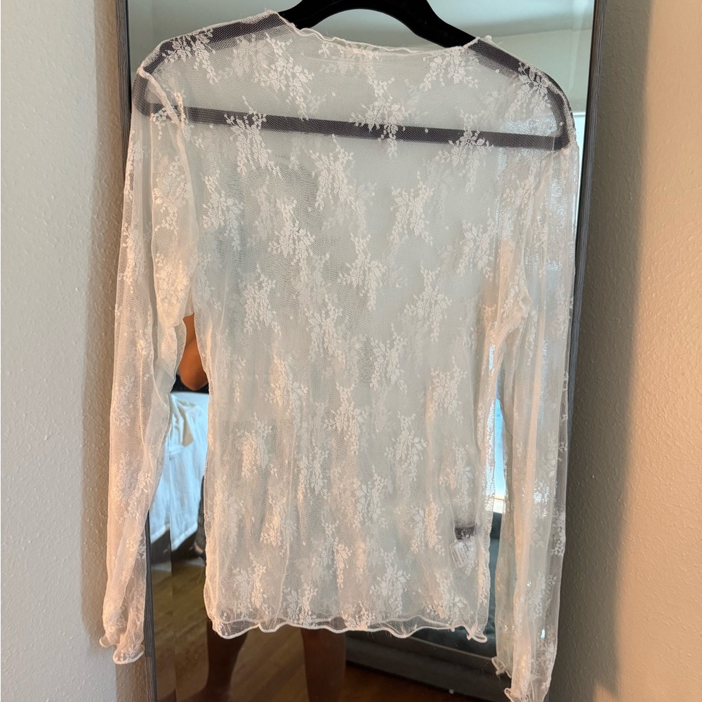 Amazon Sheer White Lace Blouse
